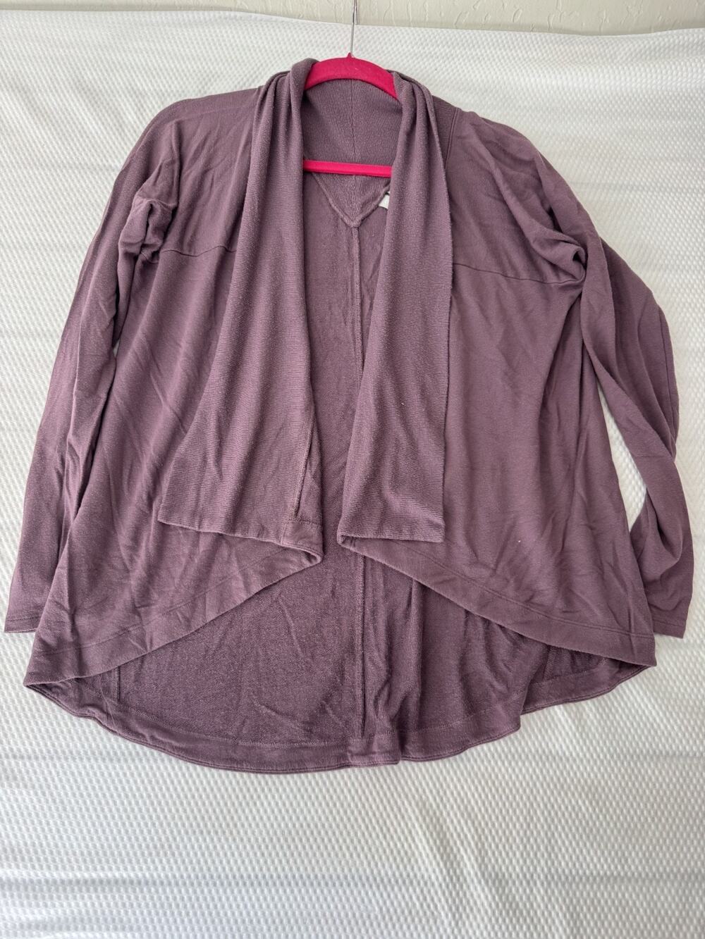 Athleta Serenity Wrap Open Front Cocoon Cardigan Light Purple Yoga Womens S